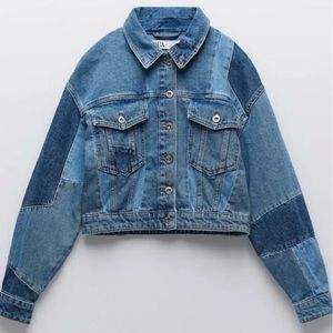 Zara denim patchwork jacket